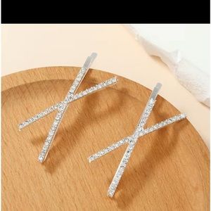 Bobbie Pins set of 2 silver rhinestone